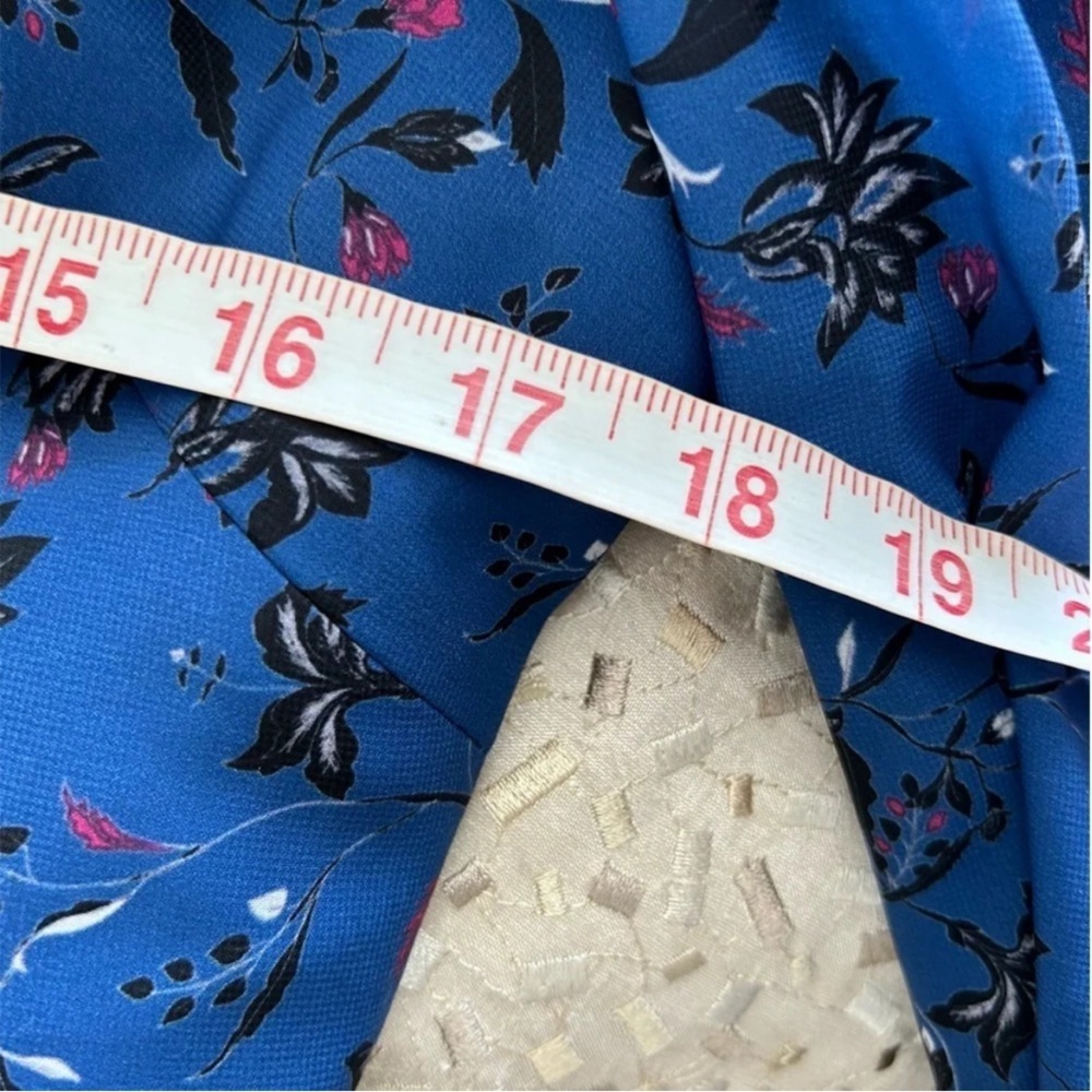 NWT $280 Love by Theia Women's Blue Chiffon Floral Cutout X-Back Dress Size 8 - Picture 9 of 13